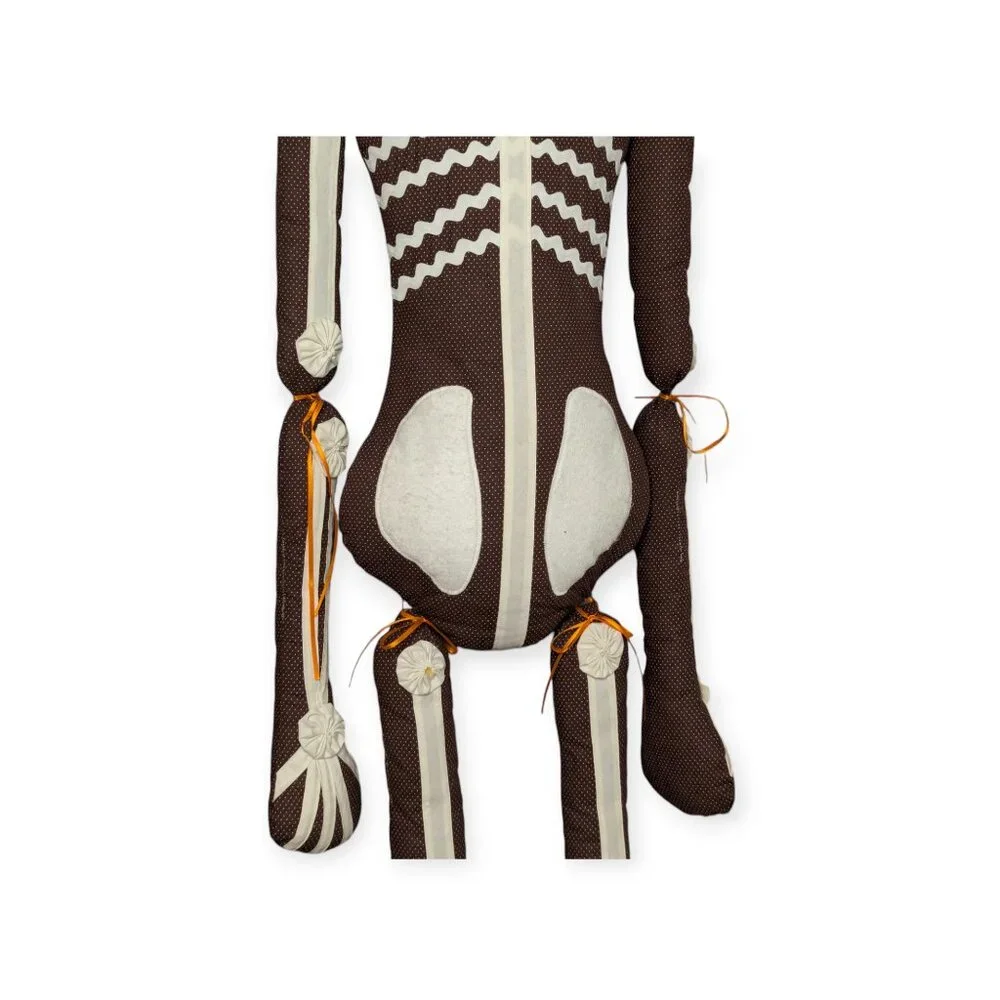 Unique Handmade Brown & White Cloth Hanging Skeleton Halloween Decor 60
